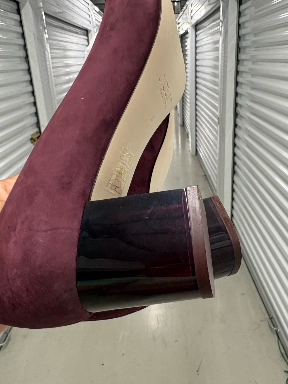 J. Crew Lucite Heels in Suede. Size 9. Like New. - Picture 3 of 5
